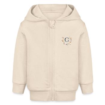 G Monogramm , Floral, Boho - Baby Organic Kapuzenjacke Baby Connector von Stanley/Stella - Natur - Vorne