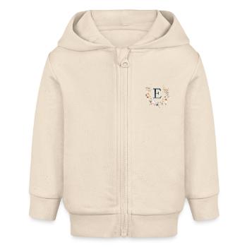 E Monogramm , Floral, Boho - Baby Organic Kapuzenjacke Baby Connector von Stanley/Stella - Natur - Vorne