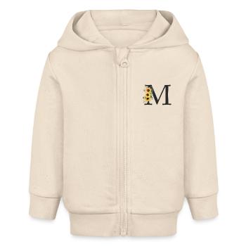 M Monogramm Sonnenblumen - Baby Organic Kapuzenjacke Baby Connector von Stanley/Stella - Natur - Vorne