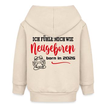 Neugeboren Born in 2026 Babysprüche Frosch - Baby Organic Kapuzenjacke Baby Connector von Stanley/Stella - Natur - Hinten