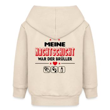 Nachtschicht Nachts Gebrüll Geschrei Babysprüche - Baby Organic Kapuzenjacke Baby Connector von Stanley/Stella - Natur - Hinten