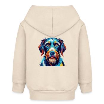 Deutsche Drahthaar Hund Rasse Karikatur Kawaii - Baby Organic Kapuzenjacke Baby Connector von Stanley/Stella - Natur - Hinten