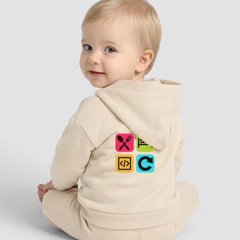 Manger Dormir Code Répéter Citation drôle Dev Veste à capuche bébé bio Stanley/Stella