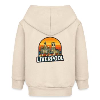 Vintage Liverpool Skyline Retro-Sonnenuntergangsdesign - Baby Organic Kapuzenjacke Baby Connector von Stanley/Stella - Natur - Hinten