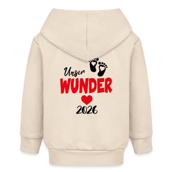 Unser Wunder 2026 Babysprüche Herz Klein - Baby Organic Kapuzenjacke Baby Connector von Stanley/Stella - Natur - Hinten