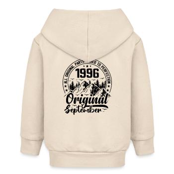 1996 September Original 28 Jahre altes Geburtstagsgeschenk - Baby Organic Kapuzenjacke Baby Connector von Stanley/Stella - Natur - Hinten