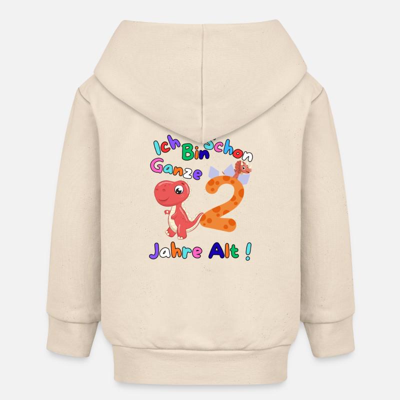 Design d’anniversaire – J’ai 2 ans - Veste à capuche bébé bio Stanley/Stella - écru doux
