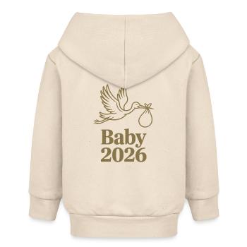Annonce de naissance de Baby 2026 Stork - Veste à capuche bébé bio Stanley/Stella - écru doux - Dos