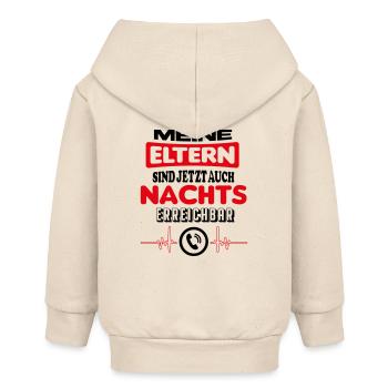 Eltern nachts erreichbar Babysprüche Lustig - Baby Organic Kapuzenjacke Baby Connector von Stanley/Stella - Natur - Hinten