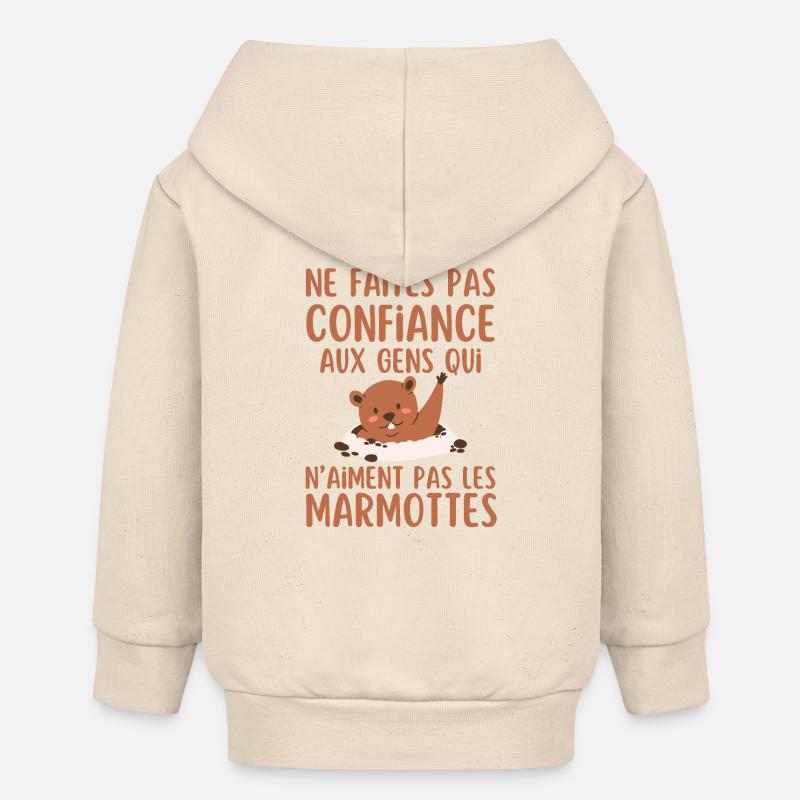 Ne Faites Pas aux gen qui naiment les marmottes - Veste à capuche bébé bio Stanley/Stella - écru doux