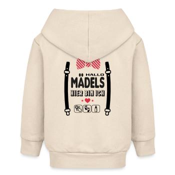 Hallo Mädels Hier bin ich Babysprüche Lustig - Baby Organic Kapuzenjacke Baby Connector von Stanley/Stella - Natur - Hinten