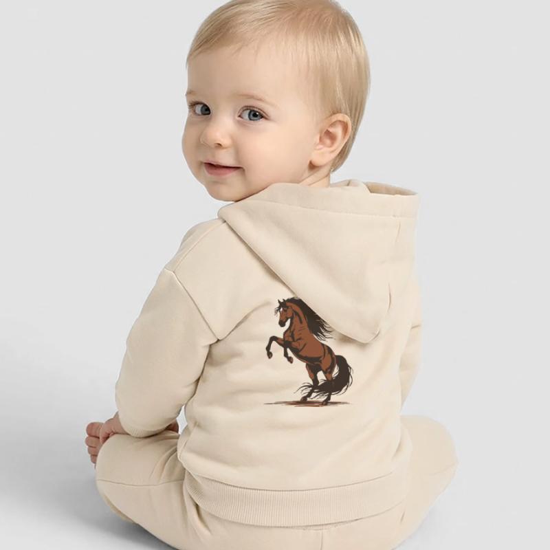 Demonstration eines wilden Reithengstes mit springendem Pferd Baby Organic Kapuzenjacke Baby Connector von Stanley/Stella
