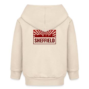 Sheffield Skyline Rot Neon - Baby Organic Kapuzenjacke Baby Connector von Stanley/Stella - Natur - Hinten