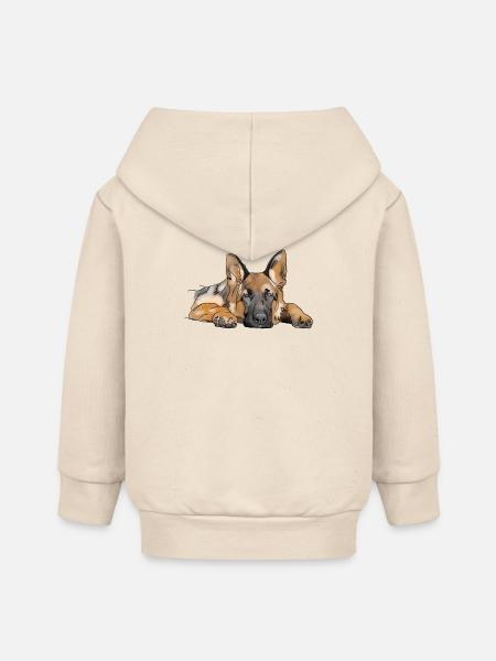 Schäferhund - Baby Organic Kapuzenjacke Baby Connector von Stanley/Stella - Natur