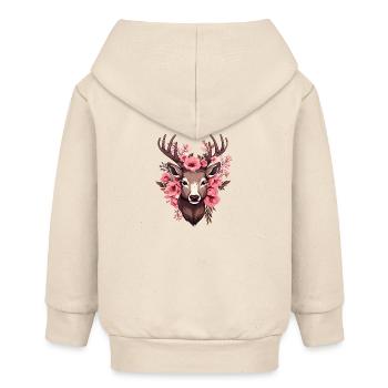 Reh Hirsch mit Blumen Trachten Rehkopf Hirschkopf - Baby Organic Kapuzenjacke Baby Connector von Stanley/Stella - Natur - Hinten