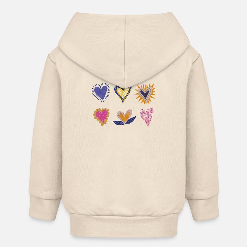 Des cœurs pour tout le monde - Veste à capuche bébé bio Stanley/Stella - écru doux