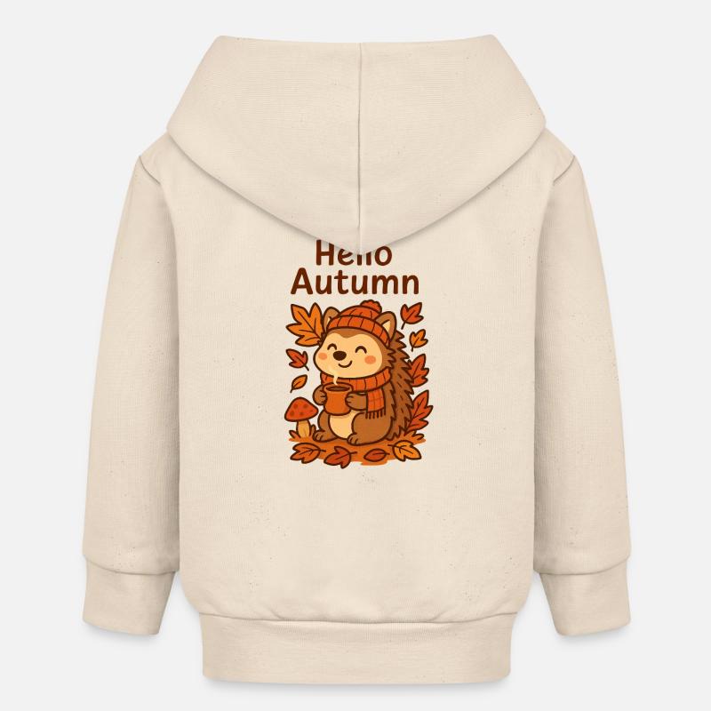 Bonjour hérisson d’automne Sip confortable Igel Herbst - Veste à capuche bébé bio Stanley/Stella - écru doux