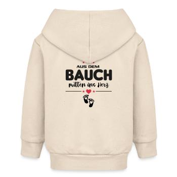 Aus dem Bauch ins Herz Baby Sprüche - Baby Organic Kapuzenjacke Baby Connector von Stanley/Stella - Natur - Hinten