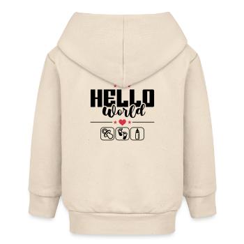 Hello World New Hallo Welt Baby Sprüche - Baby Organic Kapuzenjacke Baby Connector von Stanley/Stella - Natur - Hinten