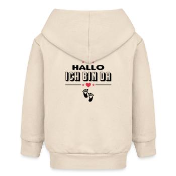 Hallo Ich bin da Baby Sprüche - Baby Organic Kapuzenjacke Baby Connector von Stanley/Stella - Natur - Hinten