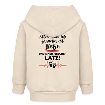 Alles was ich brauche ist Liebe Latz Lätzchen - Baby Organic Kapuzenjacke Baby Connector von Stanley/Stella - Natur - Hinten