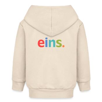 1st birthday one 1 year - Baby Organic Zip-up Hoodie by Stanley/Stella - soft Ecru - Back