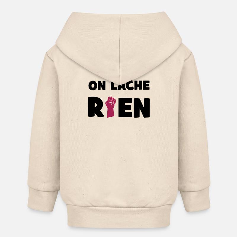 On lâche rien ! - Veste à capuche bébé bio Stanley/Stella - écru doux
