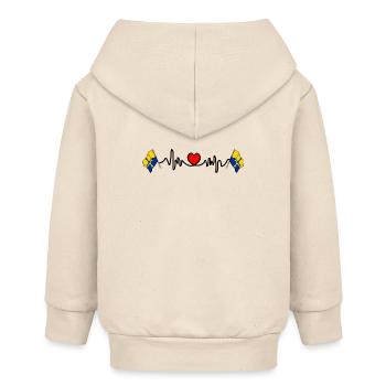 Durham-Flagge mit Herzschlag - Baby Organic Kapuzenjacke Baby Connector von Stanley/Stella - Natur - Hinten