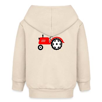Ackerschlepper rote Landmaschine - Baby Organic Kapuzenjacke Baby Connector von Stanley/Stella - Natur - Hinten