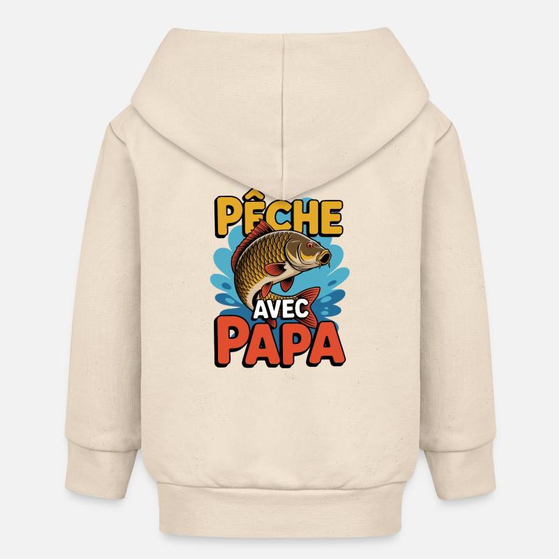 Pêche avec Papa - Veste à capuche bébé bio Stanley/Stella - écru doux