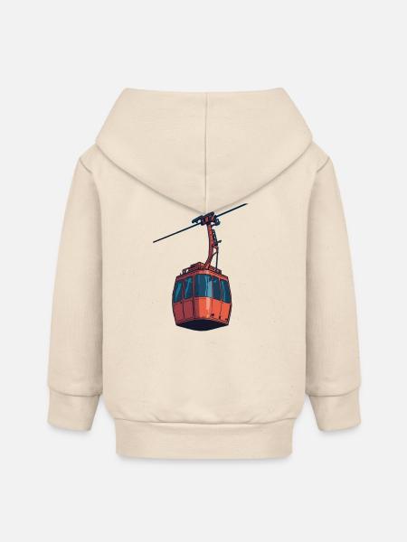 Rote Seilbahn Gondel Illustration - Baby Organic Kapuzenjacke Baby Connector von Stanley/Stella - Natur