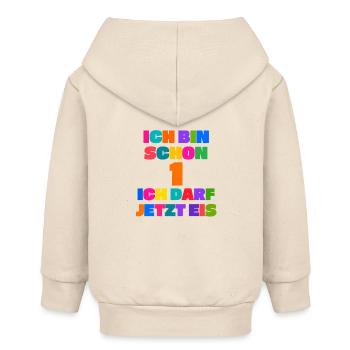 Erster Geburtstag Ein Jahr alt - Baby Organic Kapuzenjacke Baby Connector von Stanley/Stella - Natur - Hinten