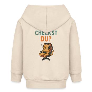 Gaming cat in executive chair vintage retro design - Baby Organic Zip-up Hoodie by Stanley/Stella - soft Ecru - Back