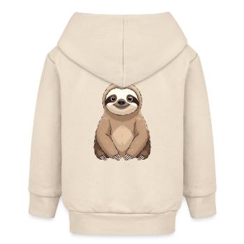 Cuddly Sloth Cartoon Print - Baby Organic Zip-up Hoodie by Stanley/Stella - soft Ecru - Back
