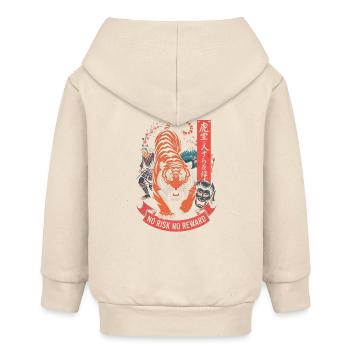 No Risk No Reward Tiger Samurai Design - Baby Organic Zip-up Hoodie by Stanley/Stella - soft Ecru - Back