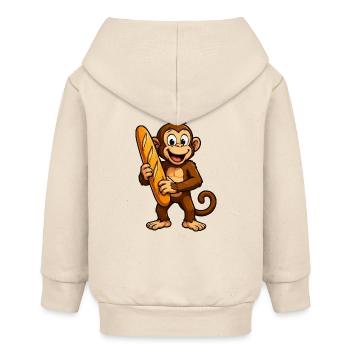 Monkey with baguette - Baby Organic Zip-up Hoodie by Stanley/Stella - soft Ecru - Back