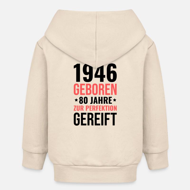 1946 Né – 80 ans de maturation parfaite - Veste à capuche bébé bio Stanley/Stella - écru doux