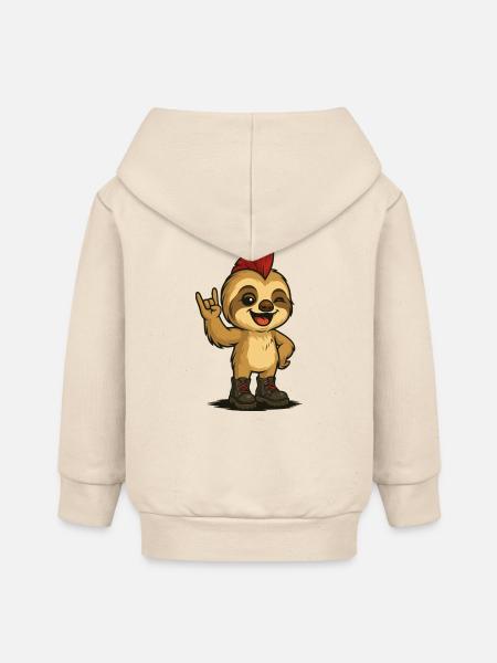 Punky Faultier-Power - Baby Organic Kapuzenjacke Baby Connector von Stanley/Stella - Natur