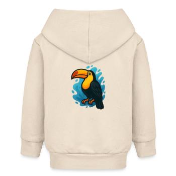 Bunter Tukan in blauen Wellen - Baby Organic Kapuzenjacke Baby Connector von Stanley/Stella - Natur - Hinten