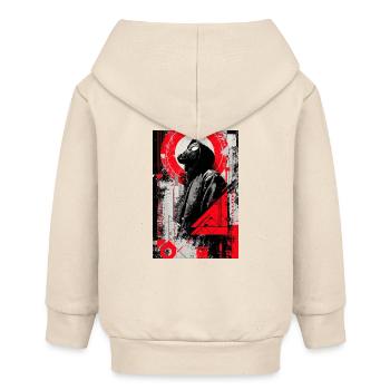 Gasmaske im Geometrie Stil - Baby Organic Kapuzenjacke Baby Connector von Stanley/Stella - Natur - Hinten