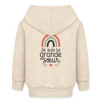 Je Suis La Grande Sœur Arc-en-Ciel - Veste à capuche bébé bio Stanley/Stella - écru doux - Dos
