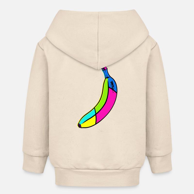 Néon Banane Pop Art Design - Veste à capuche bébé bio Stanley/Stella - écru doux