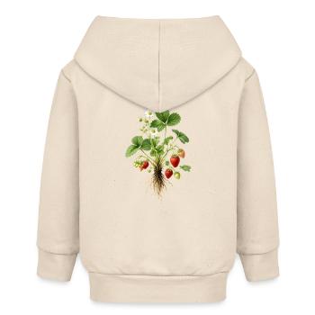 Strawberry Plant Botanical Vintage Motif - Baby Organic Zip-up Hoodie by Stanley/Stella - soft Ecru - Back
