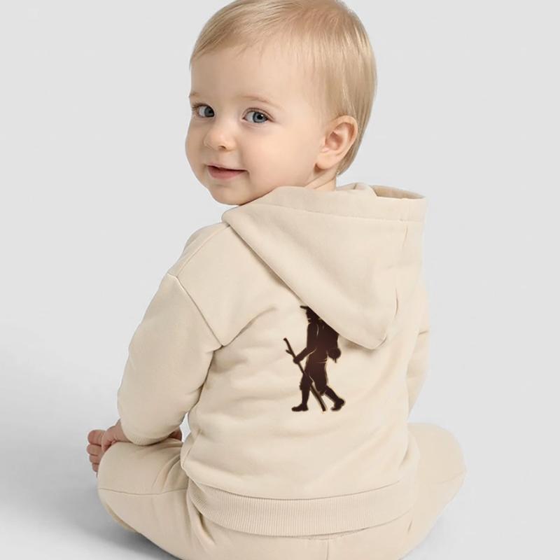 Pilger oder Wanderer mit Wanderstab & Rucksack Baby Organic Kapuzenjacke Baby Connector von Stanley/Stella