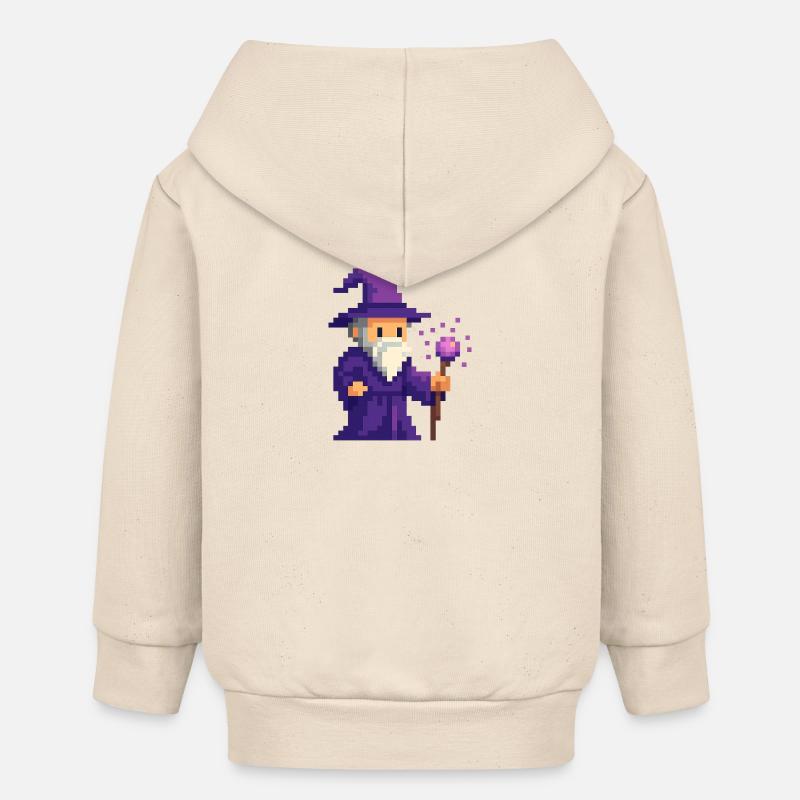 Pixel wizard dans le scintillement violet - Veste à capuche bébé bio Stanley/Stella - écru doux