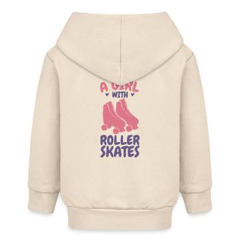 Ein Mädchen mit Rollschuhen - Baby Organic Kapuzenjacke Baby Connector von Stanley/Stella - Natur - Hinten