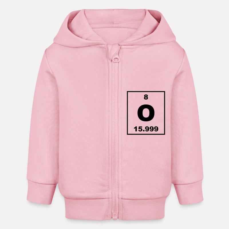Element 008 - O (oxygen) - Small - Veste à capuche bébé bio Stanley/Stella - rose pâle