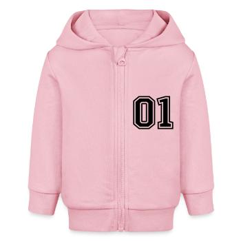 01 eins nummer - Baby Organic Kapuzenjacke Baby Connector von Stanley/Stella - Hellrosa - Vorne