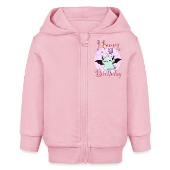 Chauve-souris de fête, un must pour les noctambules. - Veste à capuche bébé bio Stanley/Stella - rose pâle - Devant