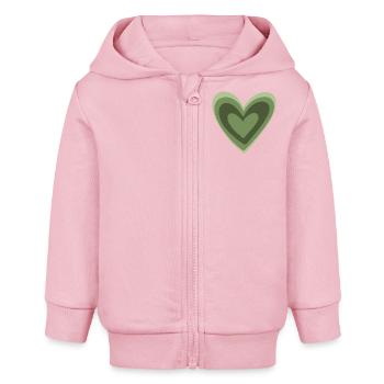 Cœur vert - Veste à capuche bébé bio Stanley/Stella - rose pâle - Devant